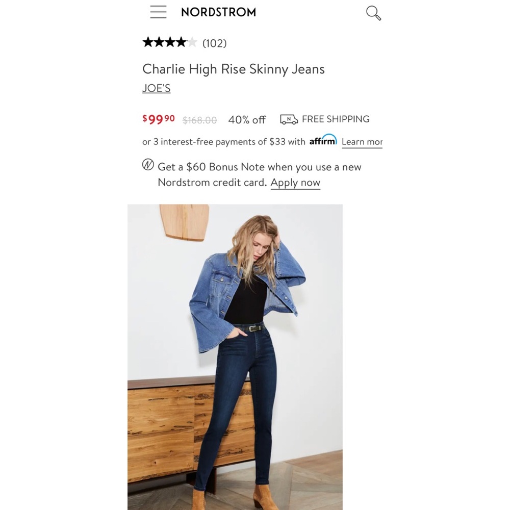 Joe’s high rise skinny ankle jeans